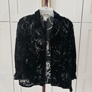Coldwater Creek Black Velvet Floral Jacket